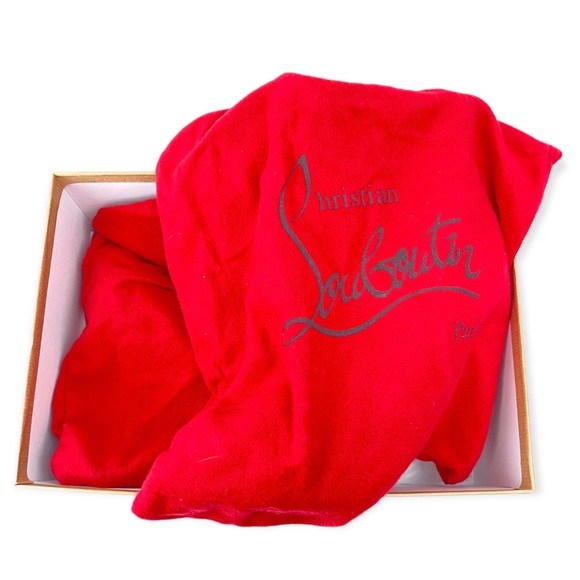 CHRISTIAN LOUBOUTIN Booties Suede & Metallic Leather Bows Stiletto Heels Zipper - Picture 11 of 12